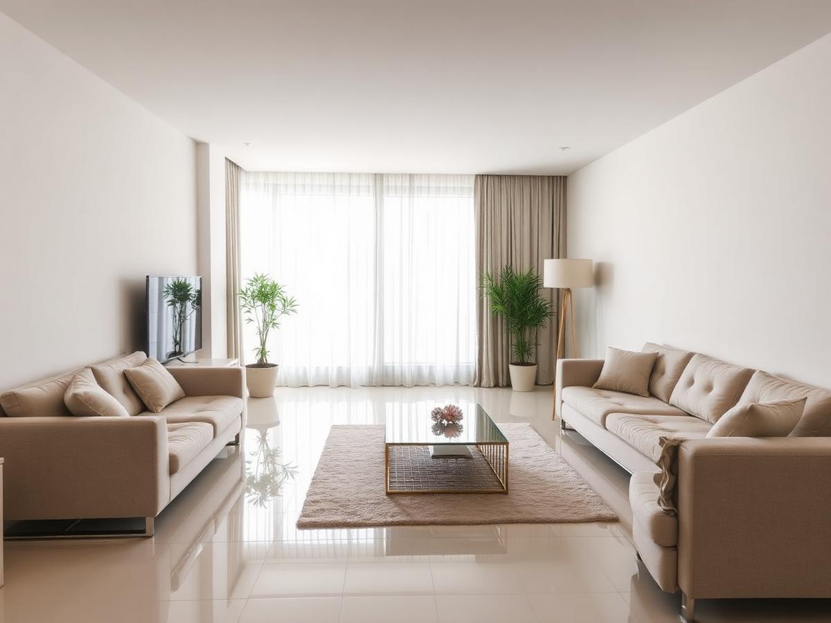 Spotless apartment living room after a deep clean